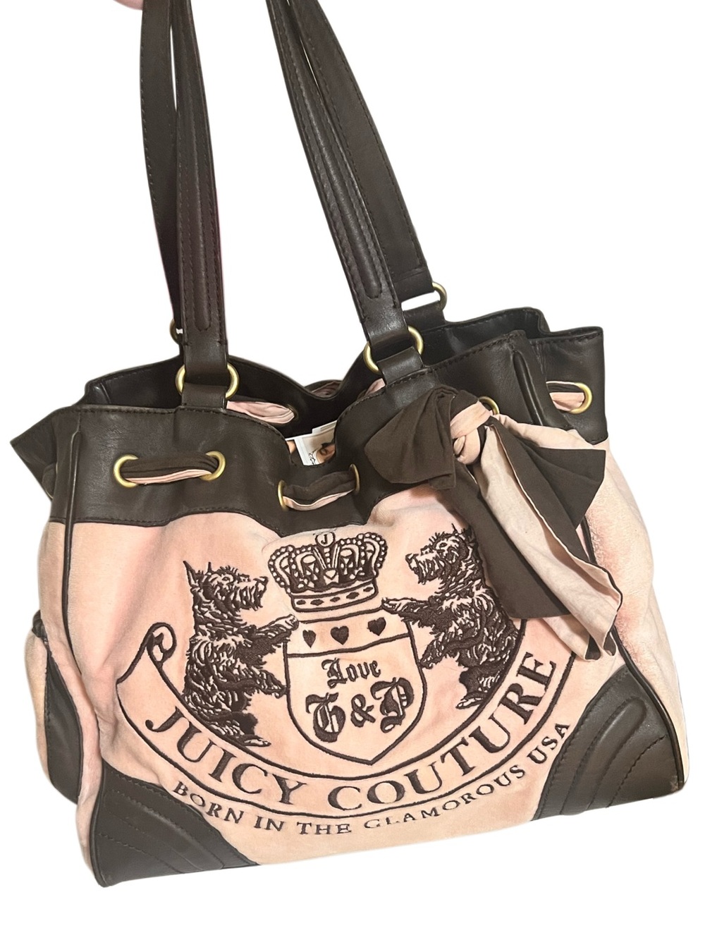 Y2K Vintage Juicy Couture Daydreamer Bag Pink Brown Scottie Dogs